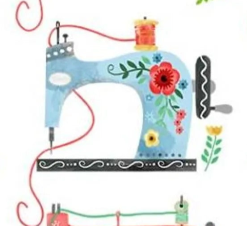 A Stitch in Time Vintage Sewing Machines CX10226-WHIT-D Michael Miller Half Yard