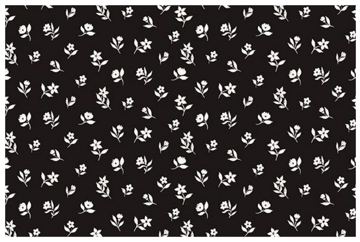 Moonlit Trellis Flower Toss Black C18213-BLACK My Mind's Eye Riley Blake Half Yard