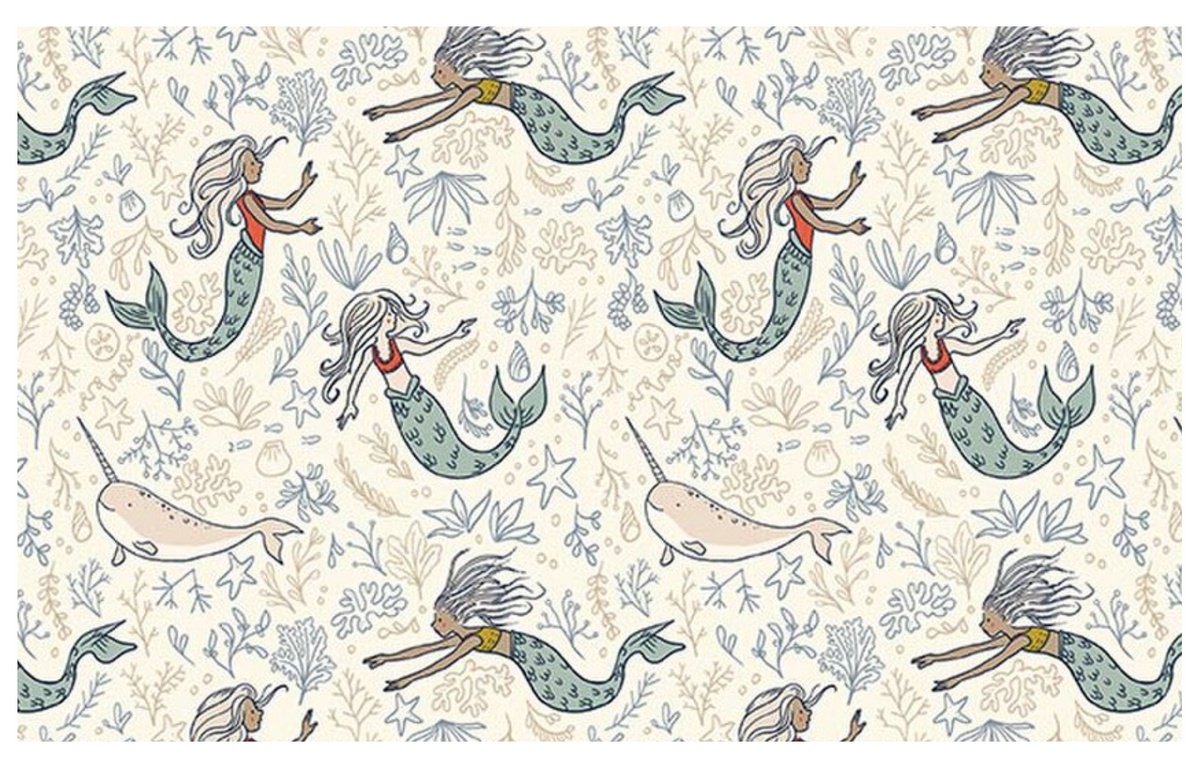 Story Land Mermaids Cream C18302-CREAM Sarah Jane Riley Blake Half Yard