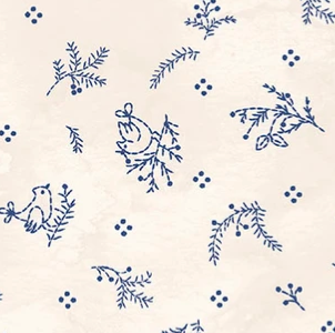 Frosty Friends Sprigs and Birds Cream MAS11484-E Robin Kingsley Maywood Half Yard