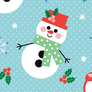 Christmas Break Snowmen Blue MAS11533-B Maywood Studio Half Yard