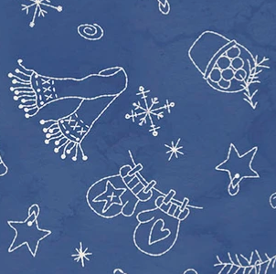 Frosty Friends Hats and Mittens Dark Blue MAS11482-B2 Robin Kingsley Maywood Half Yard