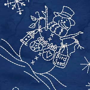 Frosty Friends Tossed Snowmen Navy MAS11481-N Robin Kingsley Maywood Half Yard