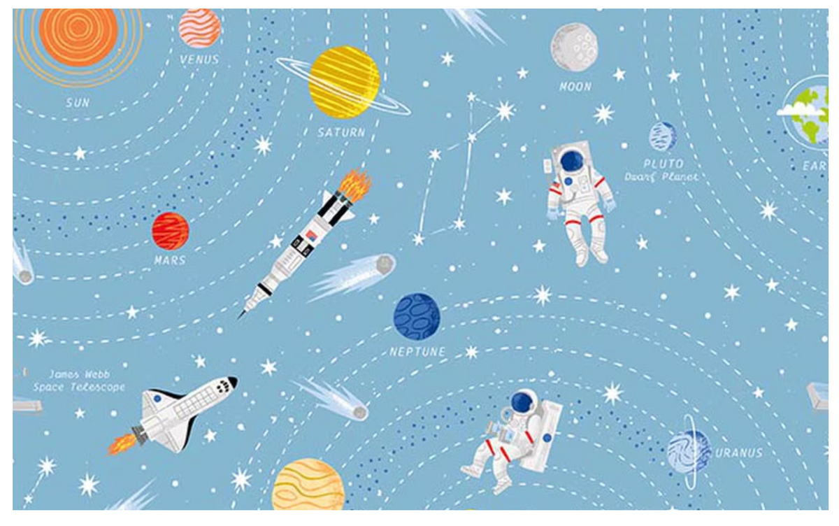 Reach for the Stars with NASA Galaxy Sky C18330-SKY Riley Blake Half Yard
