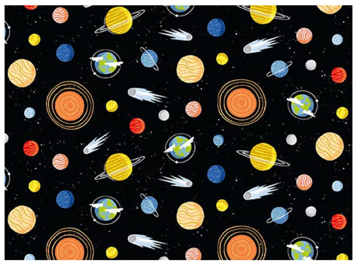 Reach for the Stars with NASA Planets Black C18335-BLACK Riley Blake Half Yard