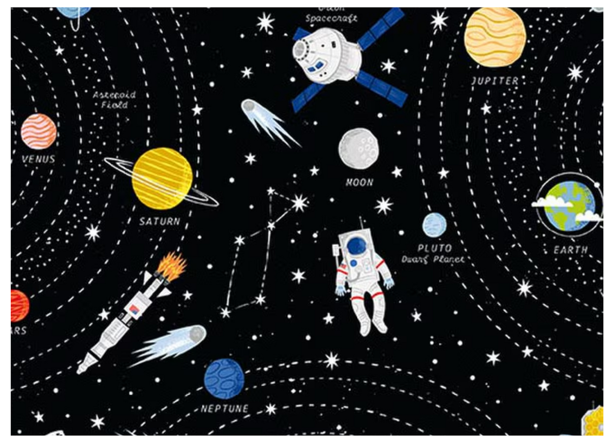 Reach for the Stars with NASA Galaxy Black Glow in the Dark GC18330-BLACK Riley Blake Half Yard