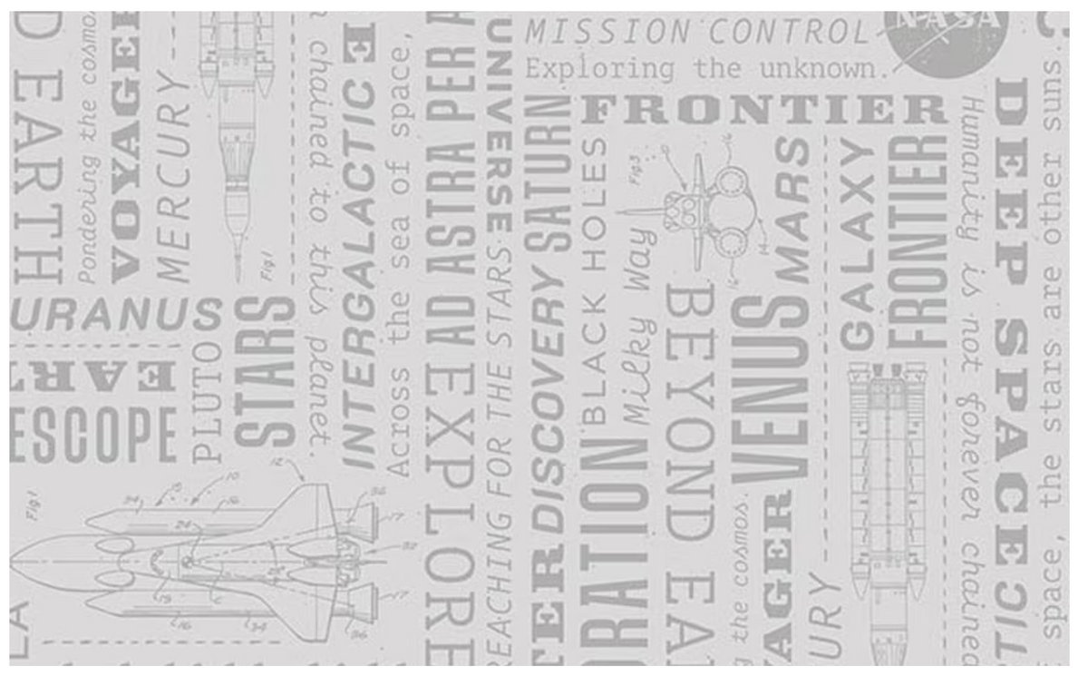 Reach for the Stars with NASA Text Gray C18332-GRAY Riley Blake Half Yard