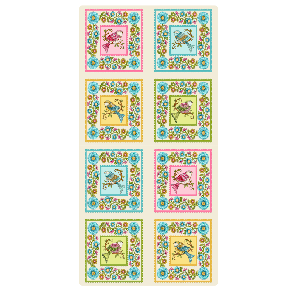 Lori's Art Garden Love Me Love Me Not Cream Lori Gardner Woods RJR Fabrics RJR 3242-1 By the Panel