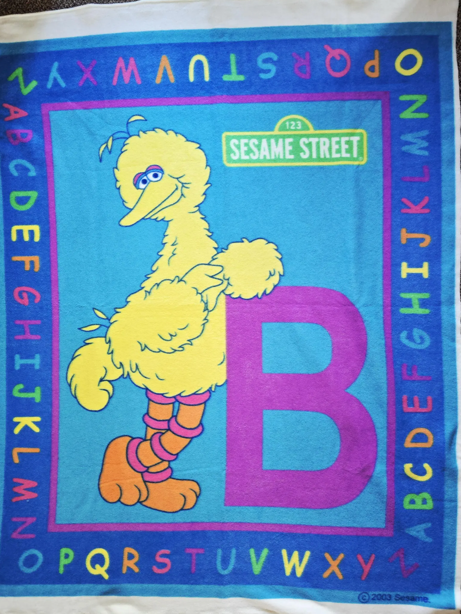 Big Bird Alphabet Panel Blue- Fleece