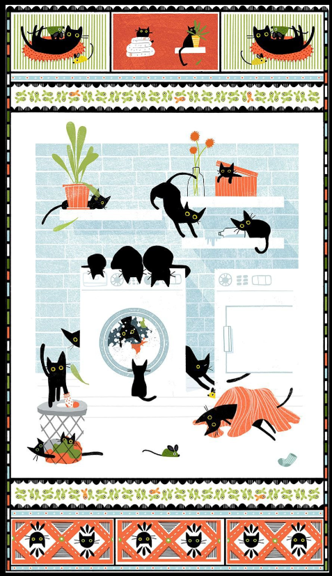 Cats In The Laundry 24" Panel Leezaworks Dear Stella PSTELLA-DLW3259 8M