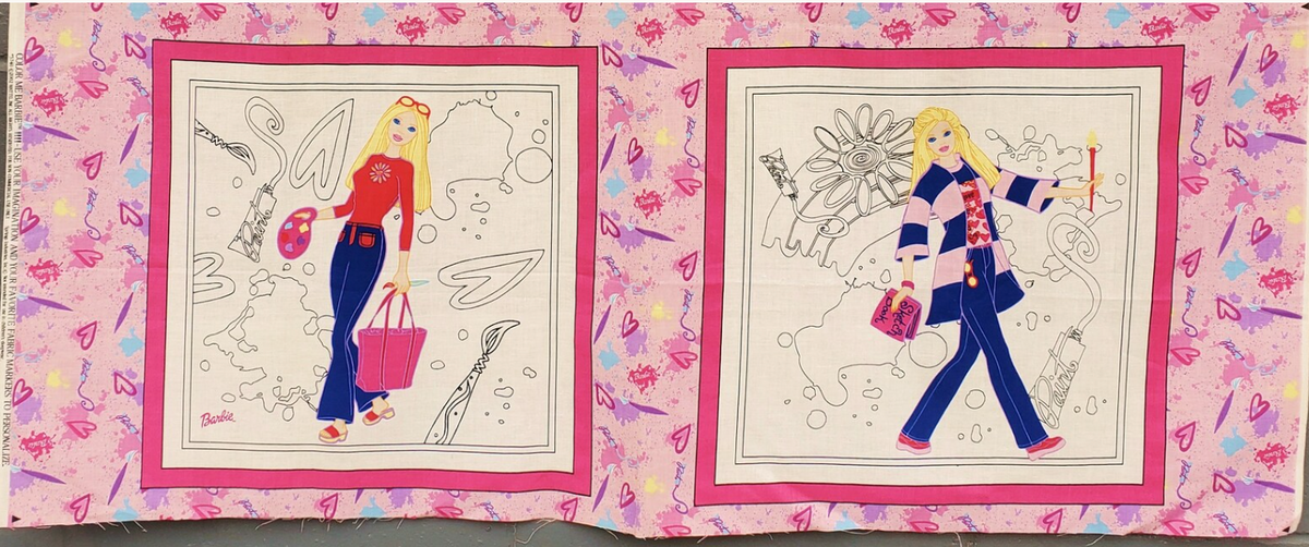 Color Me Barbie Pillow Panel 2002 Springs Creative MI001 By the Panel