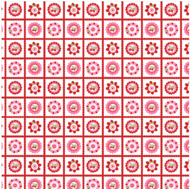 Smitten Chicken Petits Fours Red SN251114 Lori Woods Poppie Cotton Half Yard