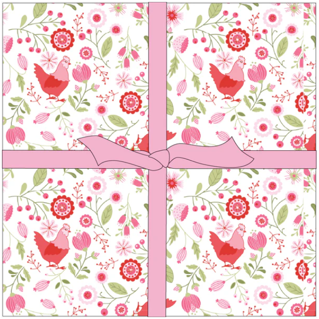 Smitten Chicken 10" Pre Cuts SN251130 Lori Woods Poppie Cotton