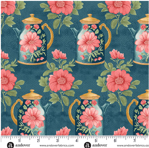 Sparrow Falls Afternoon Tea Deep Prussian A-10390-B Michael Nardi Andover Half Yard