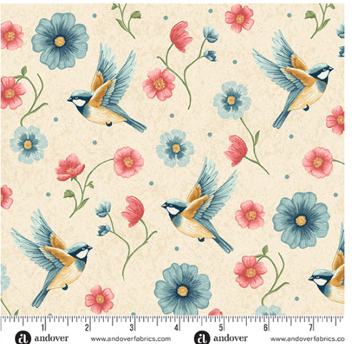 Sparrow Falls Sparrows Ivory A-10388-L Michael Nardi Andover Half Yard