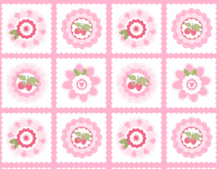 Smitten Chicken Petits Fours Pink SN251113 Lori Woods Poppie Cotton Half Yard