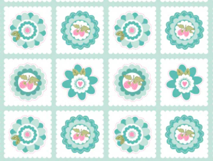 Smitten Chicken Petits Fours Aqua SN251115 Lori Woods Poppie Cotton Half Yard