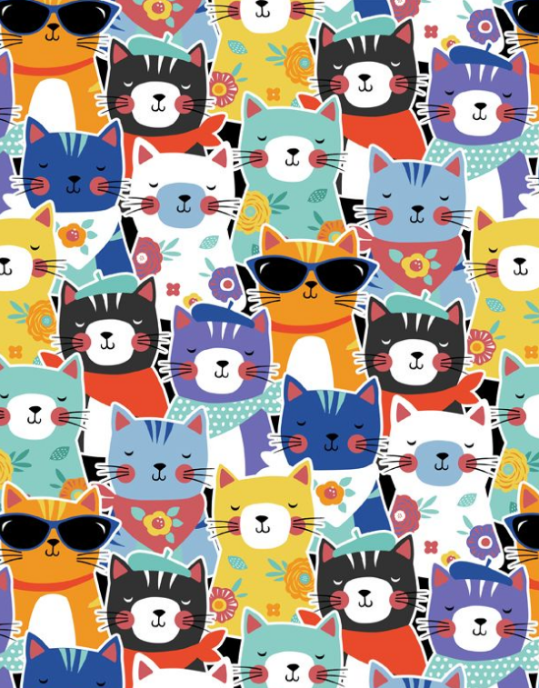 Fe-Line Frisky Packed Cats  68578-915 Anne Rowan Wilmington Prints Half Yard