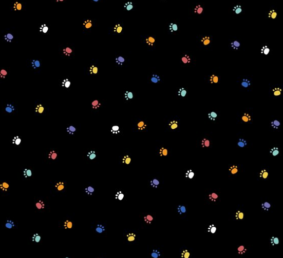 Fe-Line Frisky Black Paw Prints by Anne Rowan for Wilmington Prints 68584-913 by the Half Yard