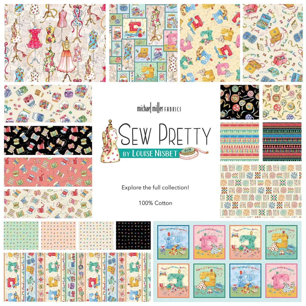 Sew Pretty Measuring Up DDC12149-BLAC-D Louise Nisbet Michael Miller Half Yard