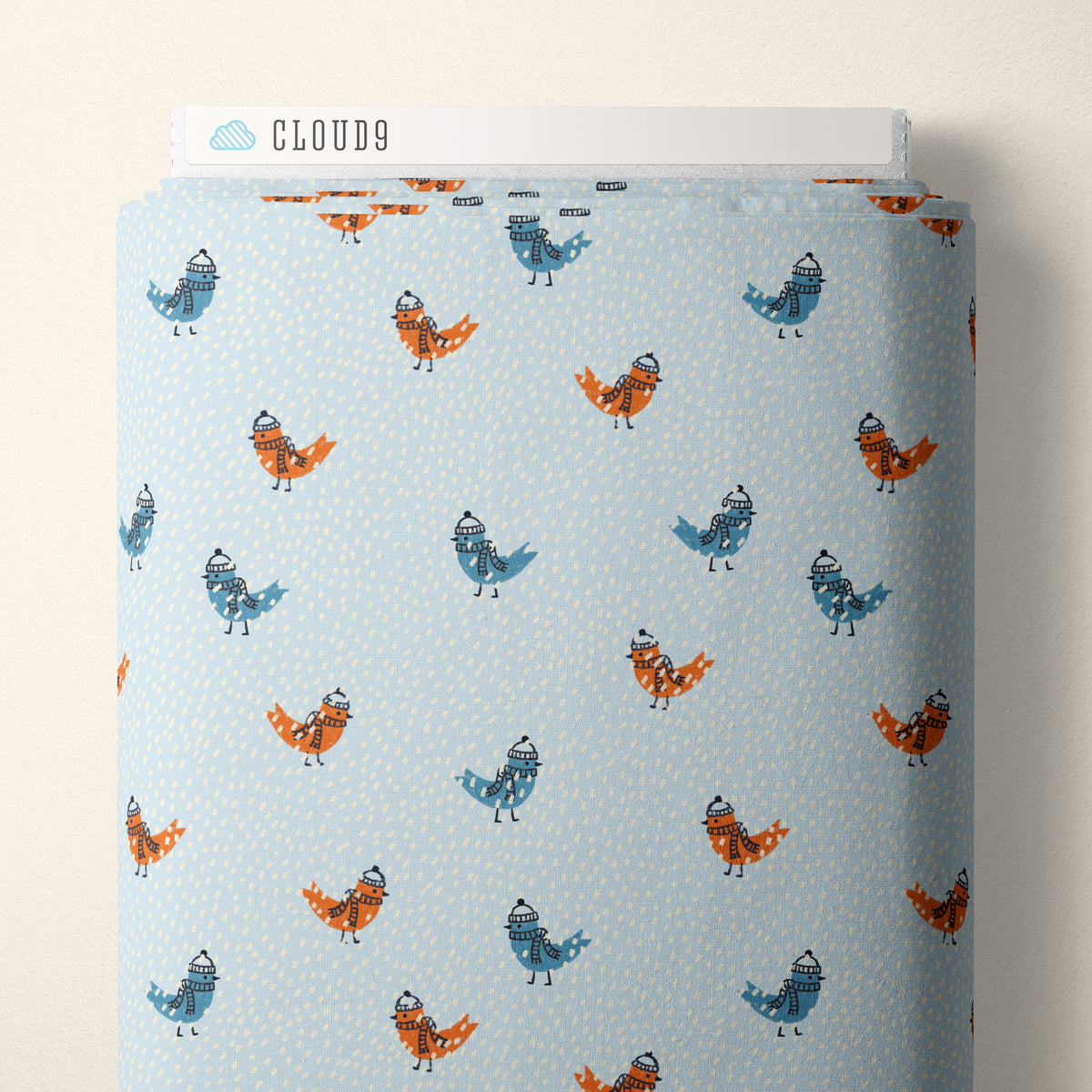 Snow Friends Birdie Flurry Light Blue Cloud9 228123 Half Yard