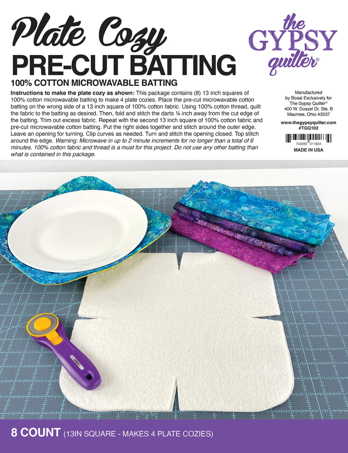 Plate Cozy TGQ102 Pre-Cut Batting 8ct
