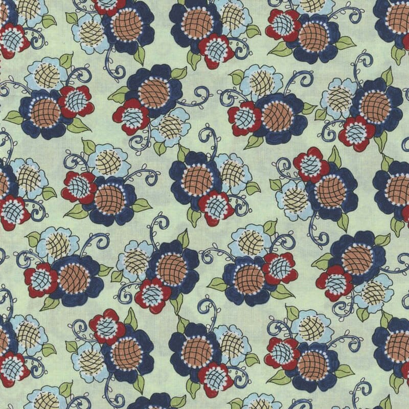 Vintage Vogue Laundry Flowers Allover Light Green Troy Corporation TRO1931/3 By the Half Yard