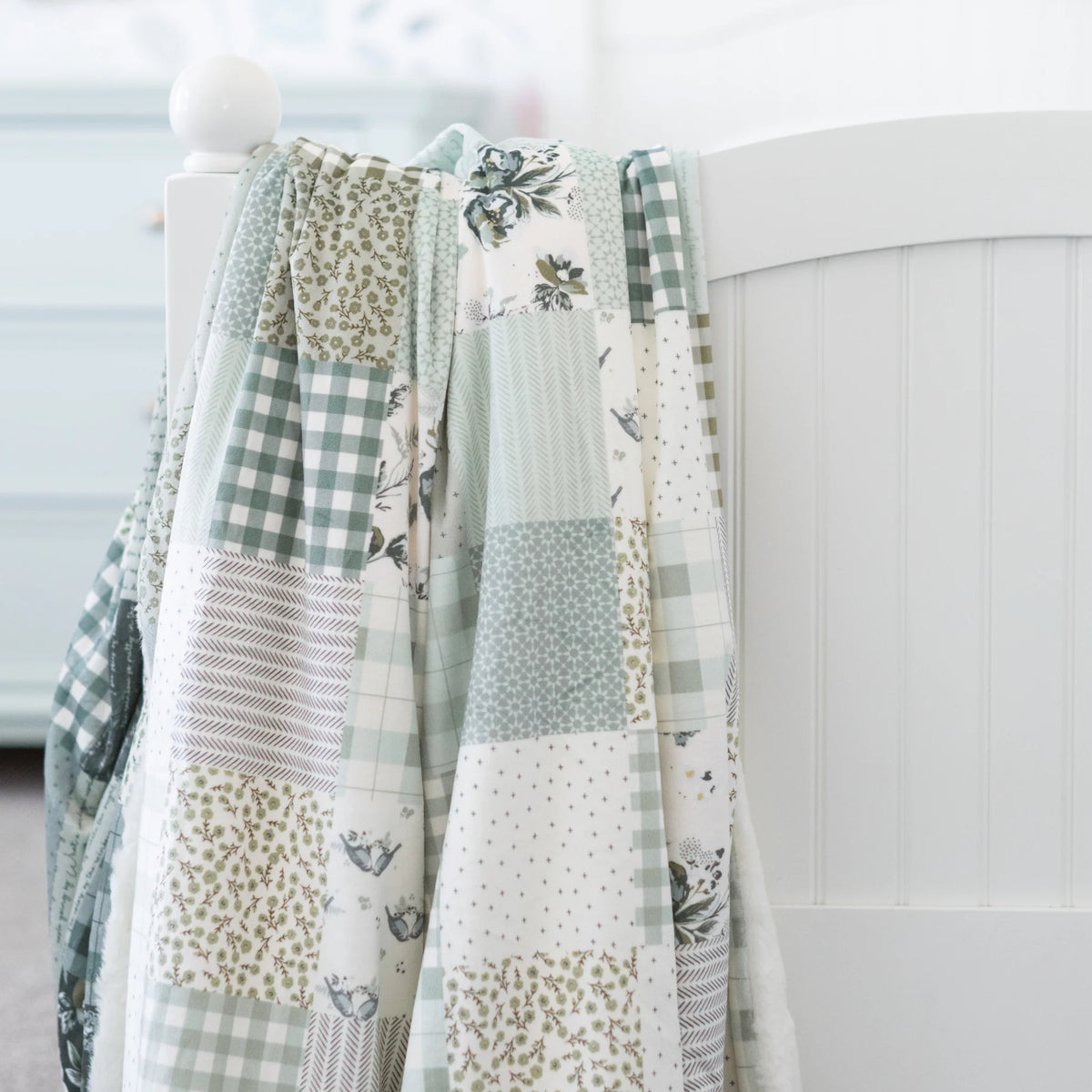 In the Fields Ombre Green Patchwork 60" x 72" Minky Blanket Dreamy Blankets