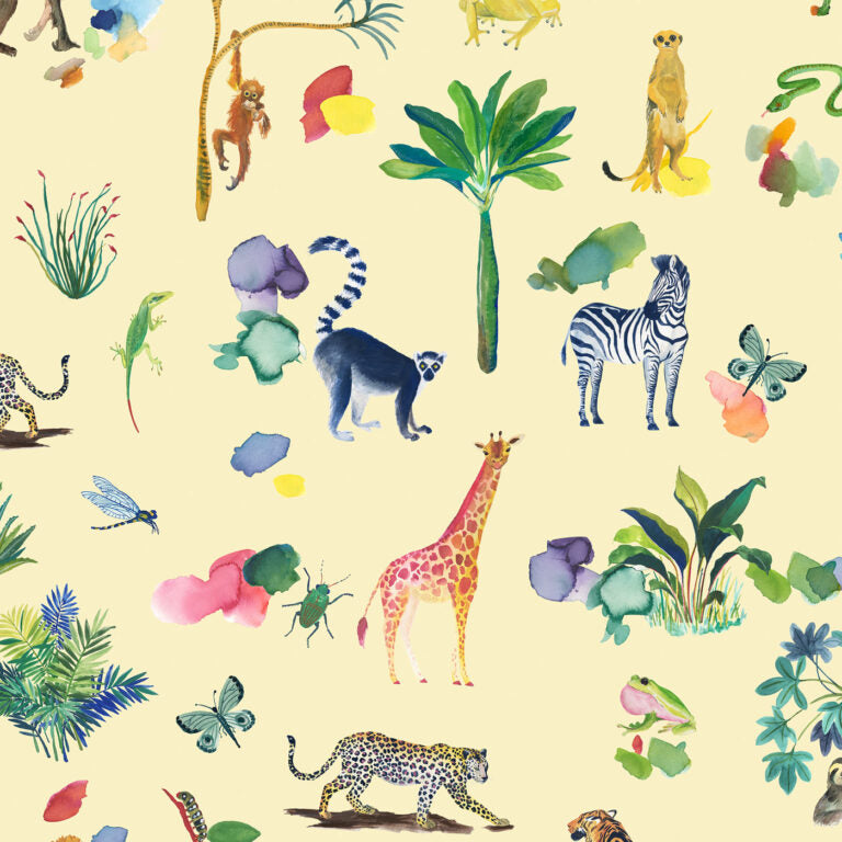 Safari Collection Animals Sunrise WB078 Wee Blue Bell Lewis & Irene Half Yard