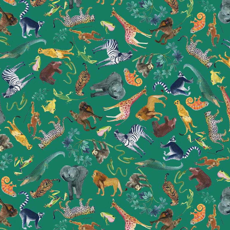 Safari Collection Animal Jigsaw Jungle WB081 Wee Blue Bell Lewis & Irene Half Yard