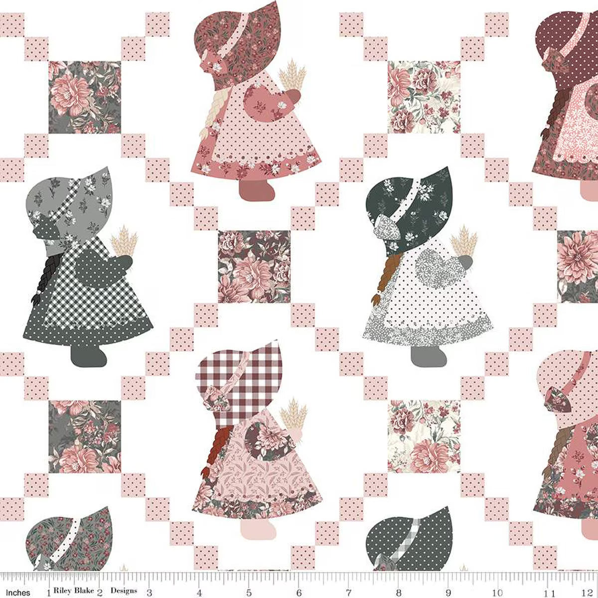 A Walk on the Prairie WB15241­-WHITE Wide Back Sunbonnet Sue Modern Prairie Riley Blake