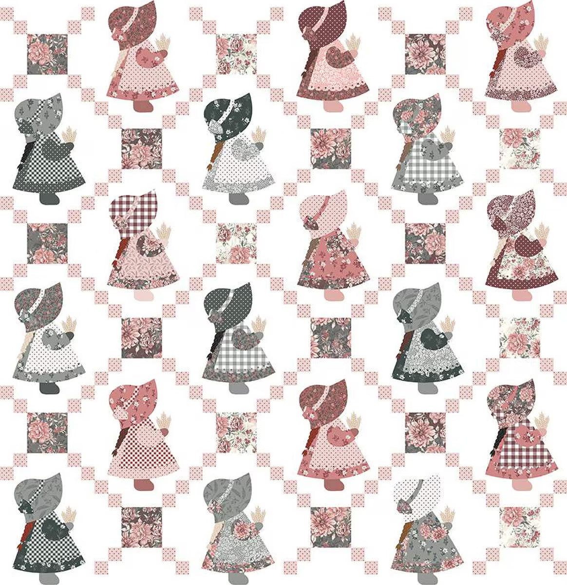 A Walk on the Prairie WB15241­-WHITE Wide Back Sunbonnet Sue Modern Prairie Riley Blake
