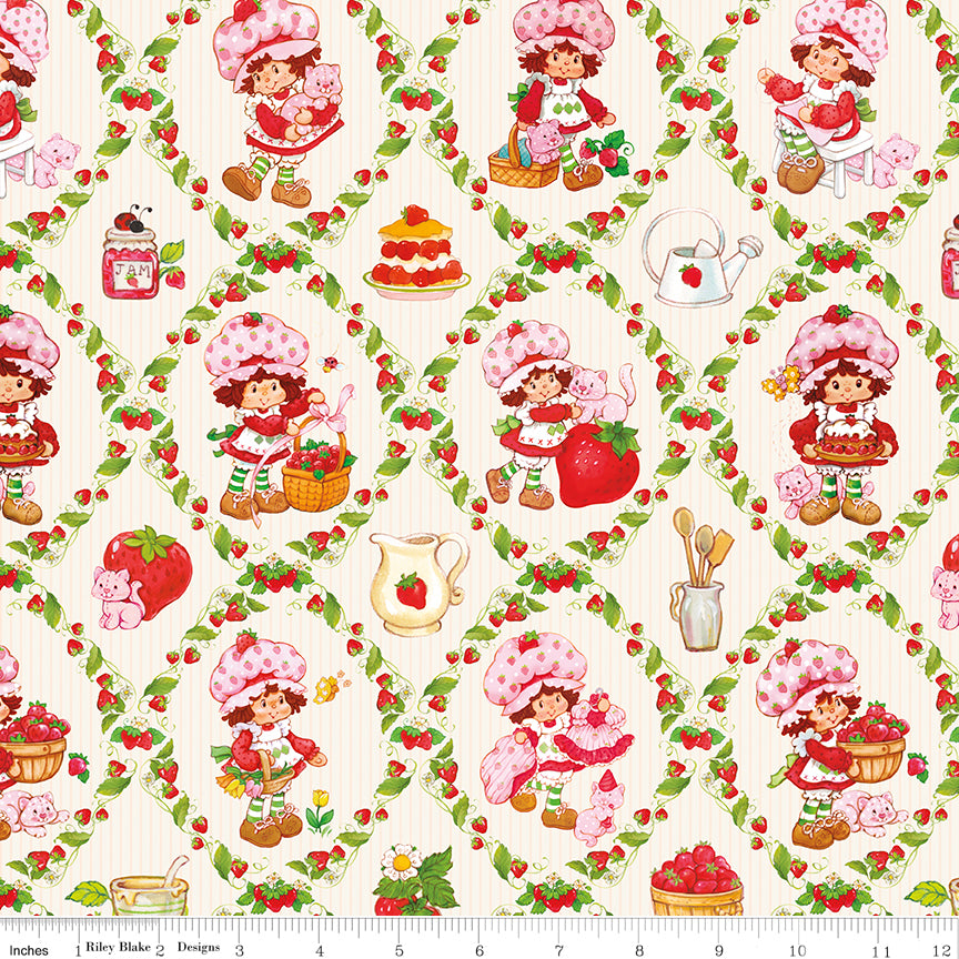 The World of Strawberry Shortcake 107/108" Wide Back Cream 1 Yard WB18570-CREAM Riley Blake