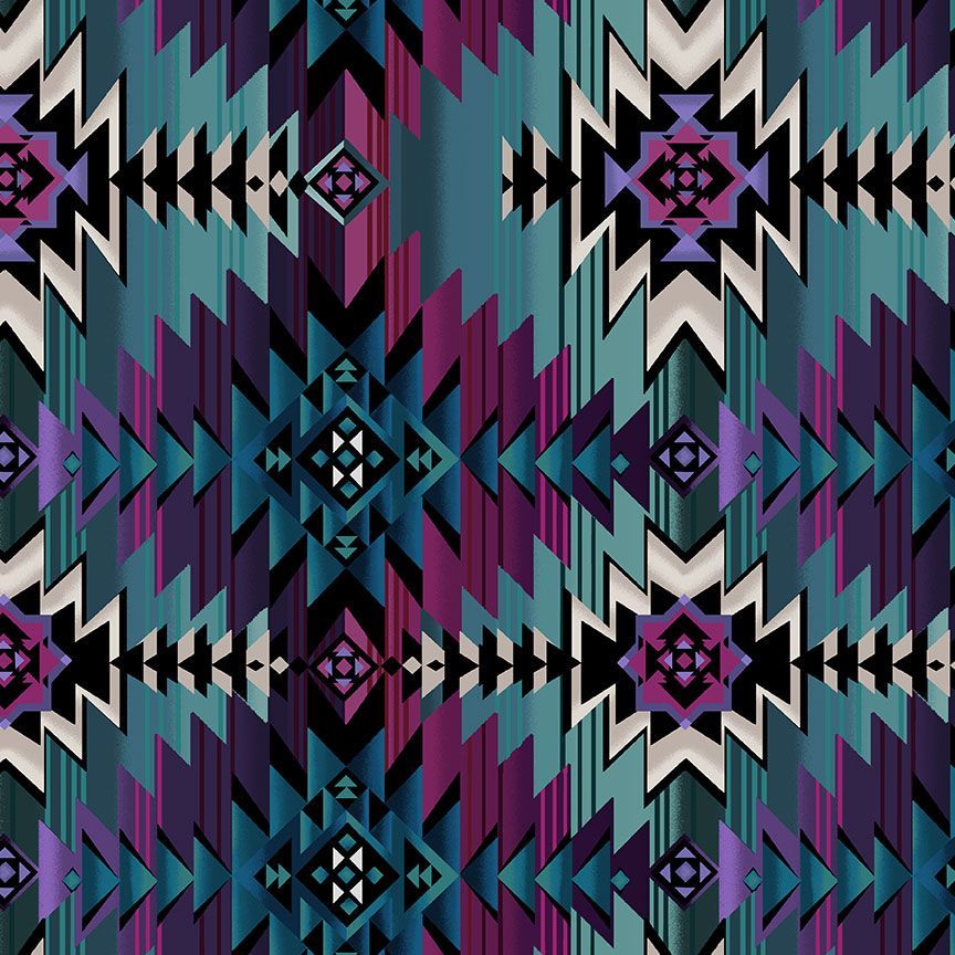 Heather & Highland WEST-CD7510 BLUE Southwest Blanket Timeless Treasures Half Yard