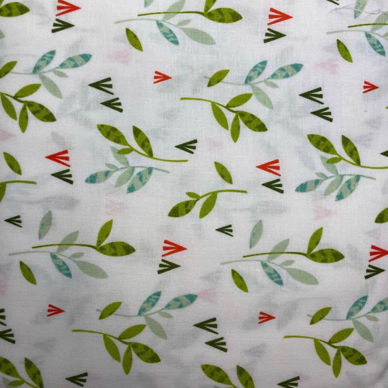 Stone Age Plant Life White/Green Red Rooster Fabrics 4702/26577GRE1 By the Half Yard