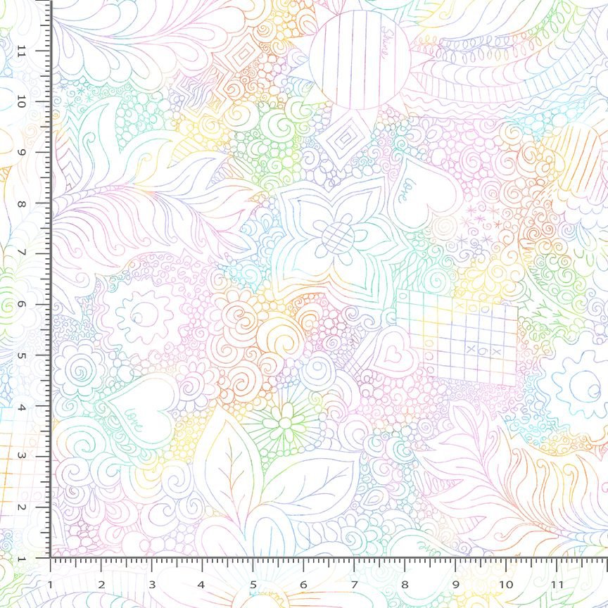 Doodle Floral XCHARISM-CD3840 Wide Back Pastel Timeless Treasures Yard