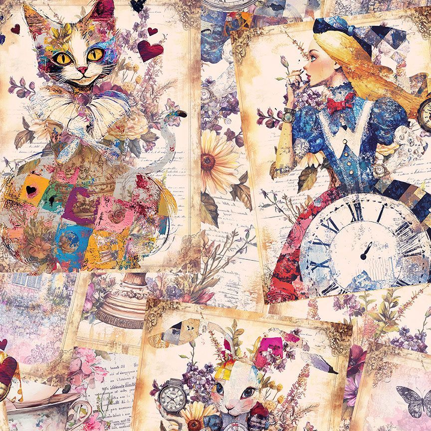 Alice's Dream Collage Wide Back XERA-CD4088 MULTI  Timeless Treasures