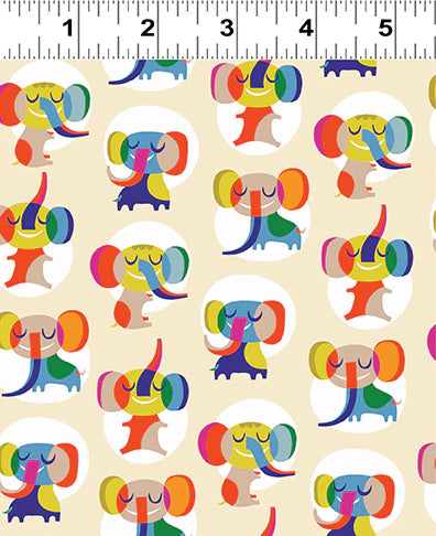 Sleepy Time Elephants Light Butter Helen Dardik Y3343-58 Clothworks 15 Yard Bolt