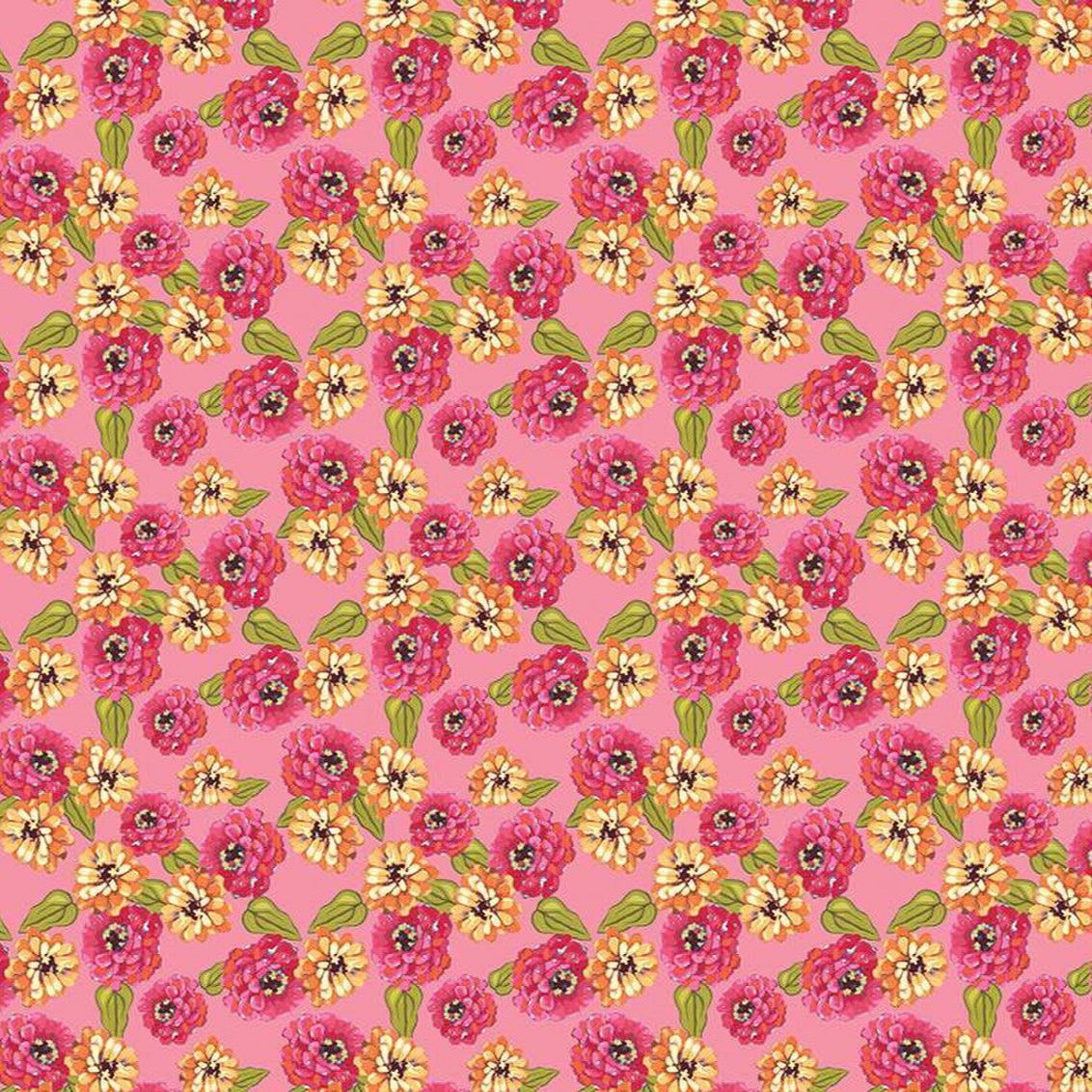 Zinnias Pink CD16693-PINK Lila Tueller 2025 Riley Blake Half Yard