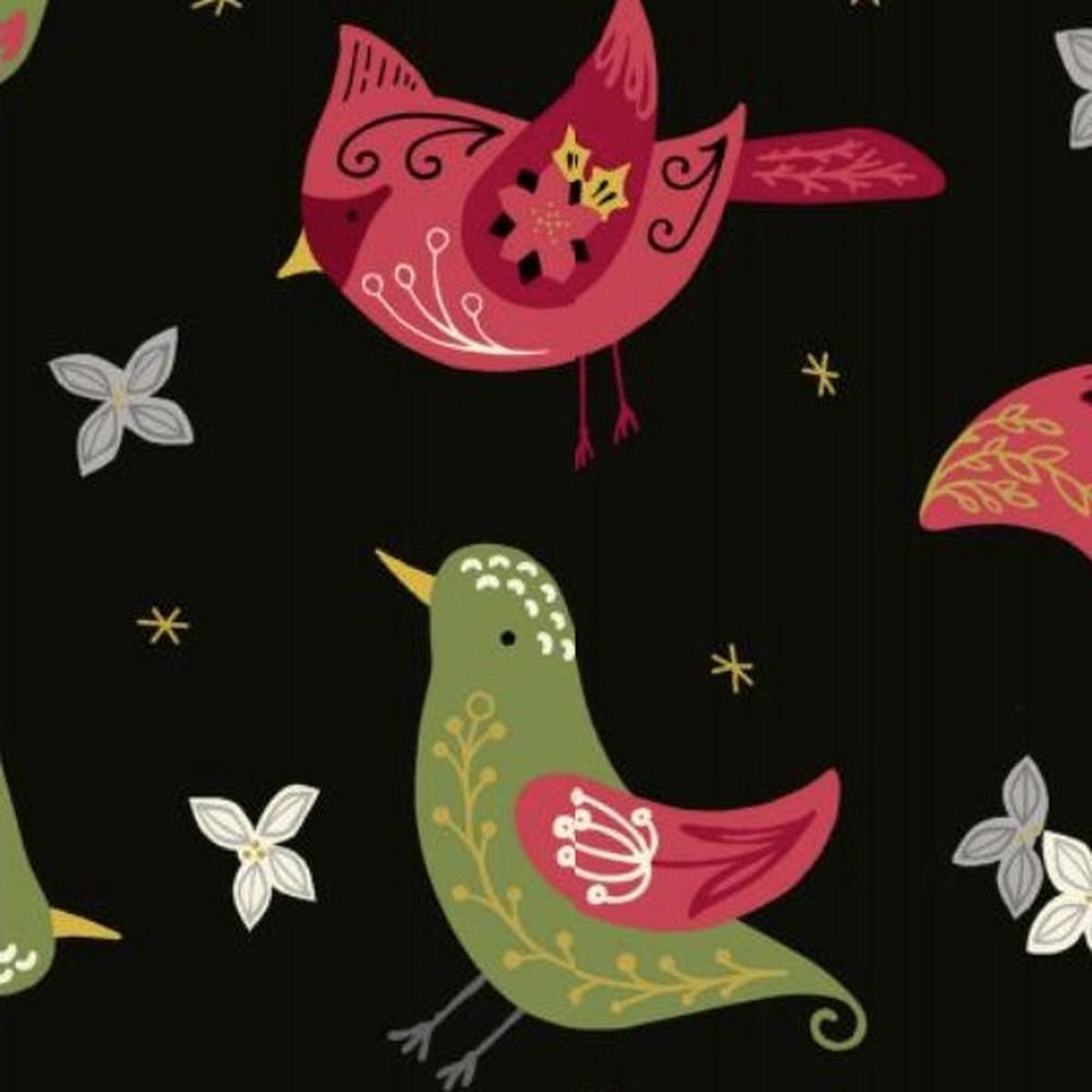 Bird Humbug A-171-MK Flock Midnight Andover Half Yard