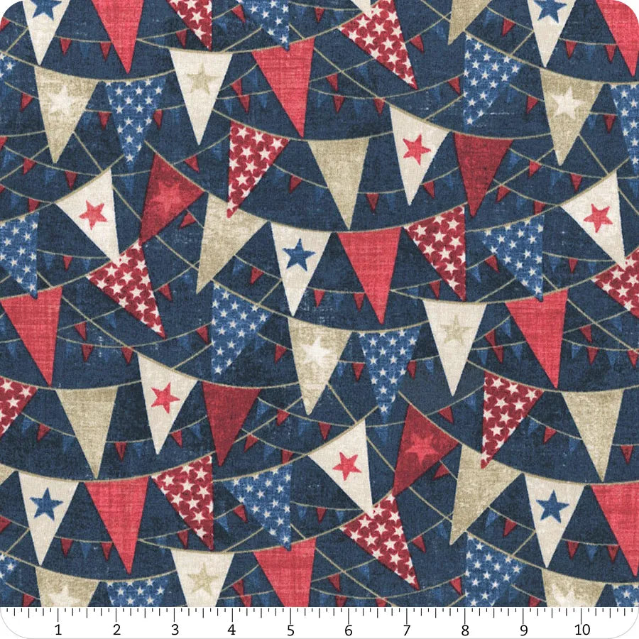 American Heartland Navy Multi Bunting 28733-49 Northcott Half Yard