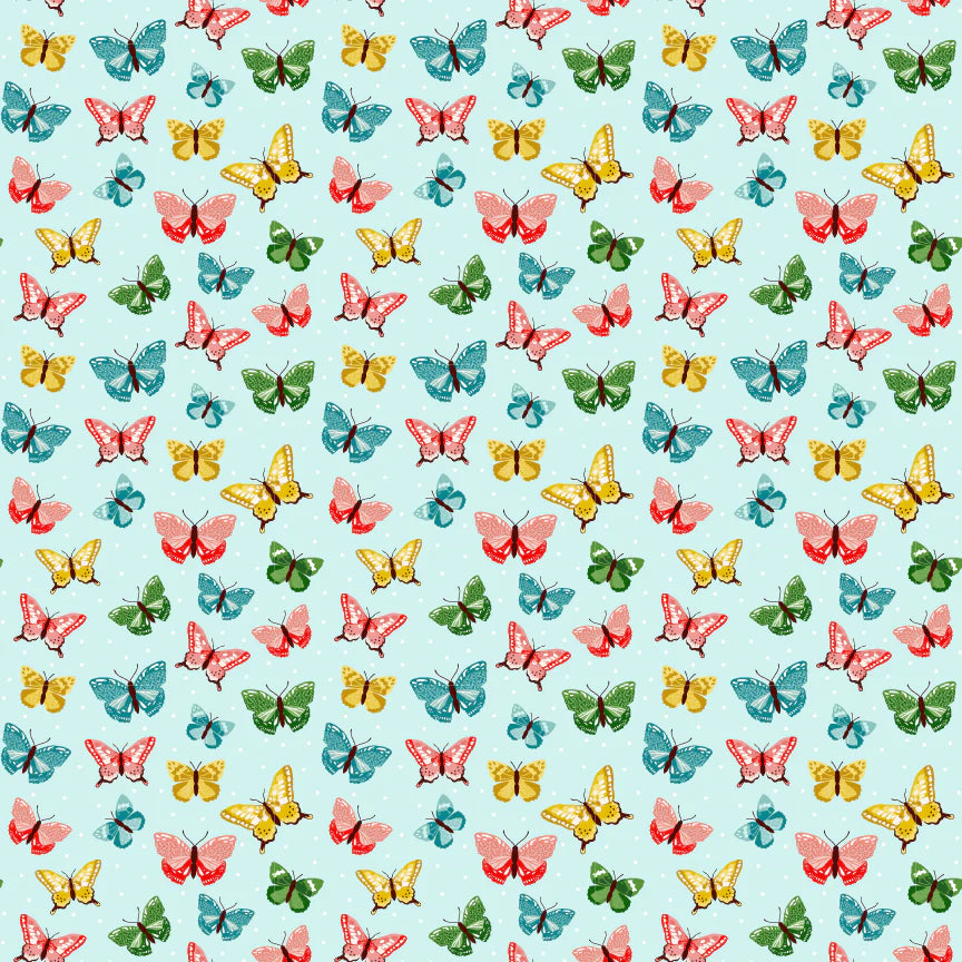 Matilda Aunt Bea Blue by Terri Henson for Poppie Cotton MA25109 by the Half Yard
