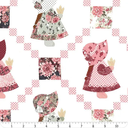 A Walk on the Prairie WB15241­-WHITE Wide Back Sunbonnet Sue Modern Prairie Riley Blake