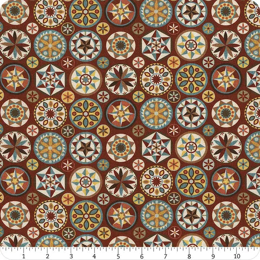 Barn Quilts Red Circles Digitally Printed DP27319-26 Half Yard