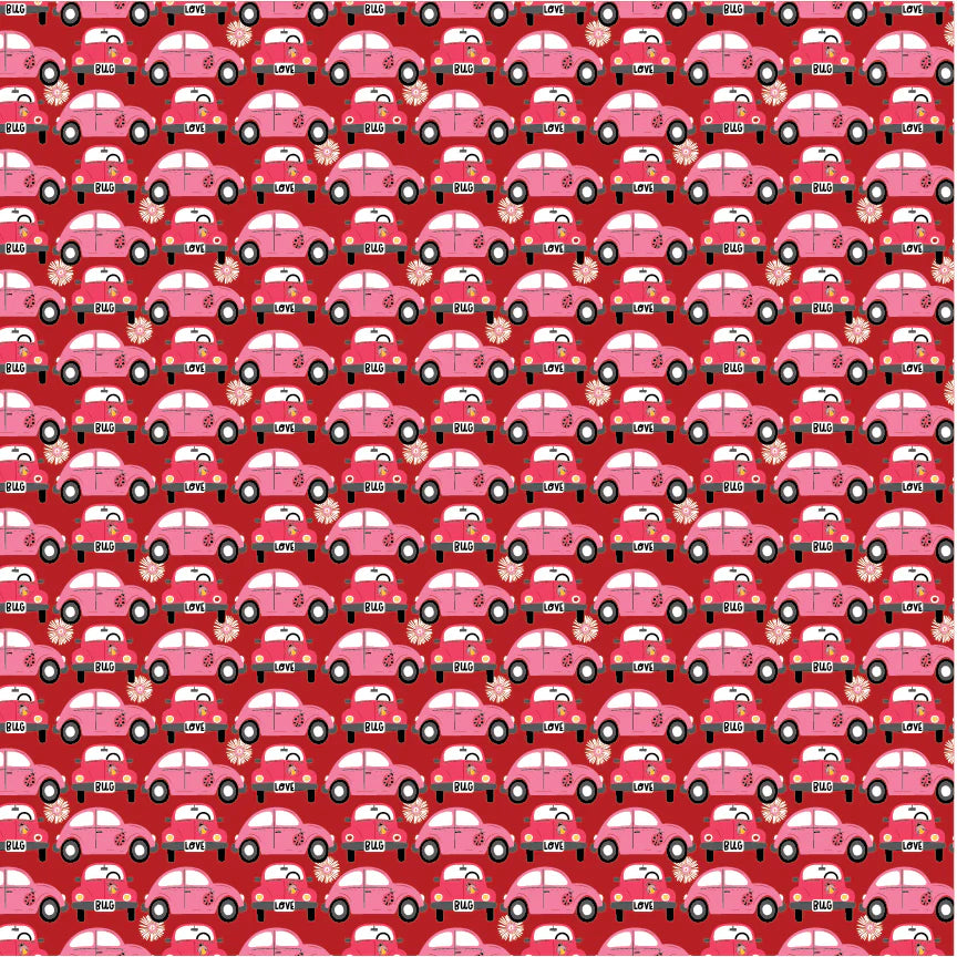 Hey Love Bug Beep Beep Red McKenzie Elston Poppie Cotton BG25137 Half Yard