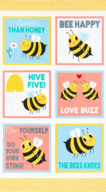 Bees Knees Bumble Bee 24" Panel Robert Kaufman 107P