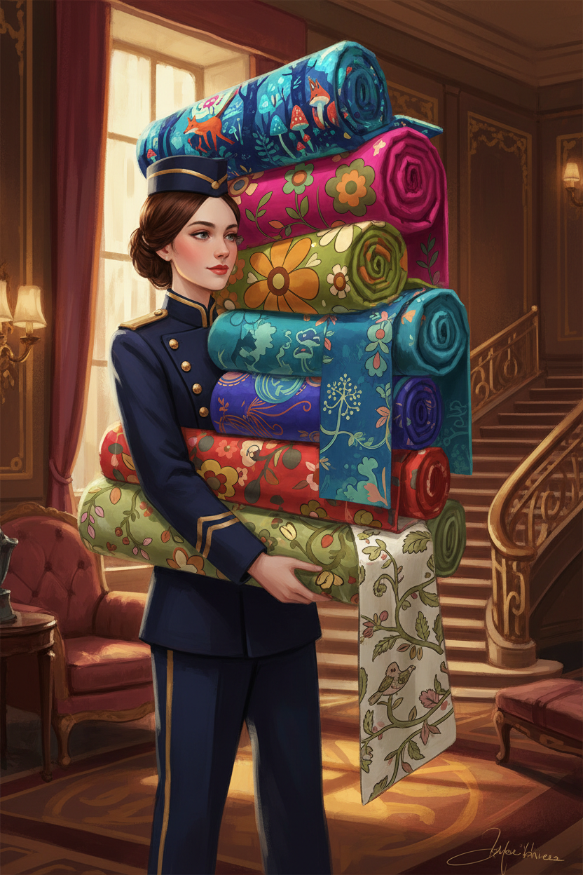 Bellhop with Fabric Bolts