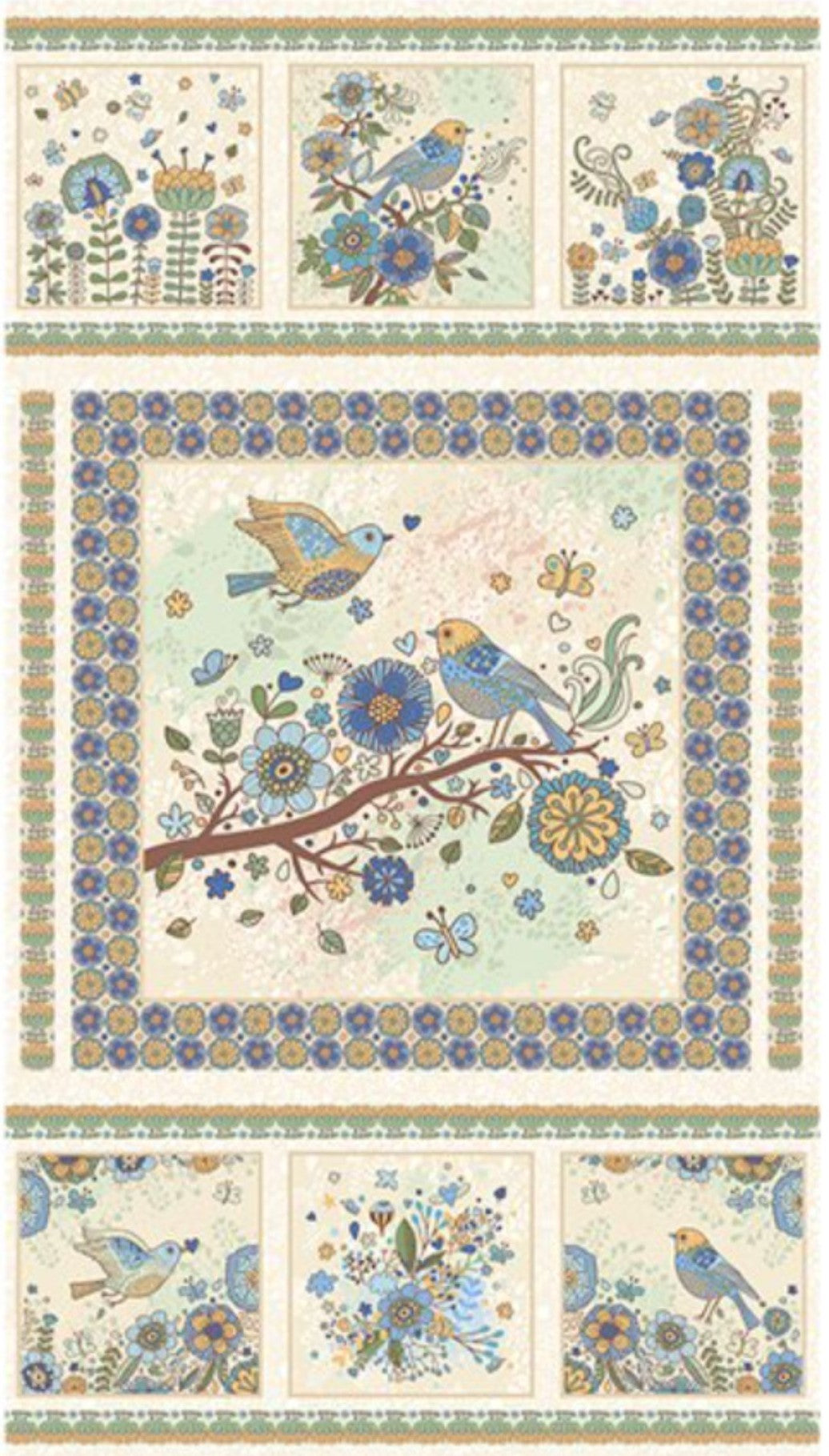 Nature Walk 24" Panel Blue Bird Song Pat Sloan Benartex 187P