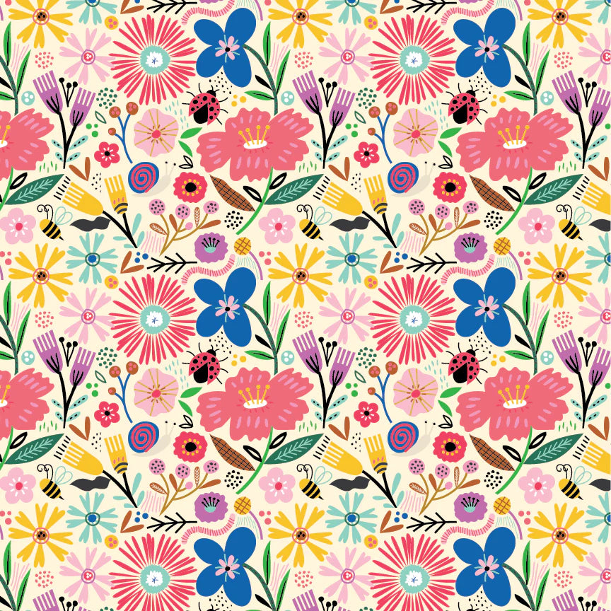 Hey Love Bug Blooming Natural McKenzie Elston Poppie Cotton BG25139 Half Yard