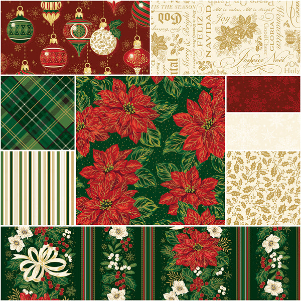 Poinsettias at Christmas 10­-17630­-42 10" Stacker Jennifer Bosworth Riley Blake